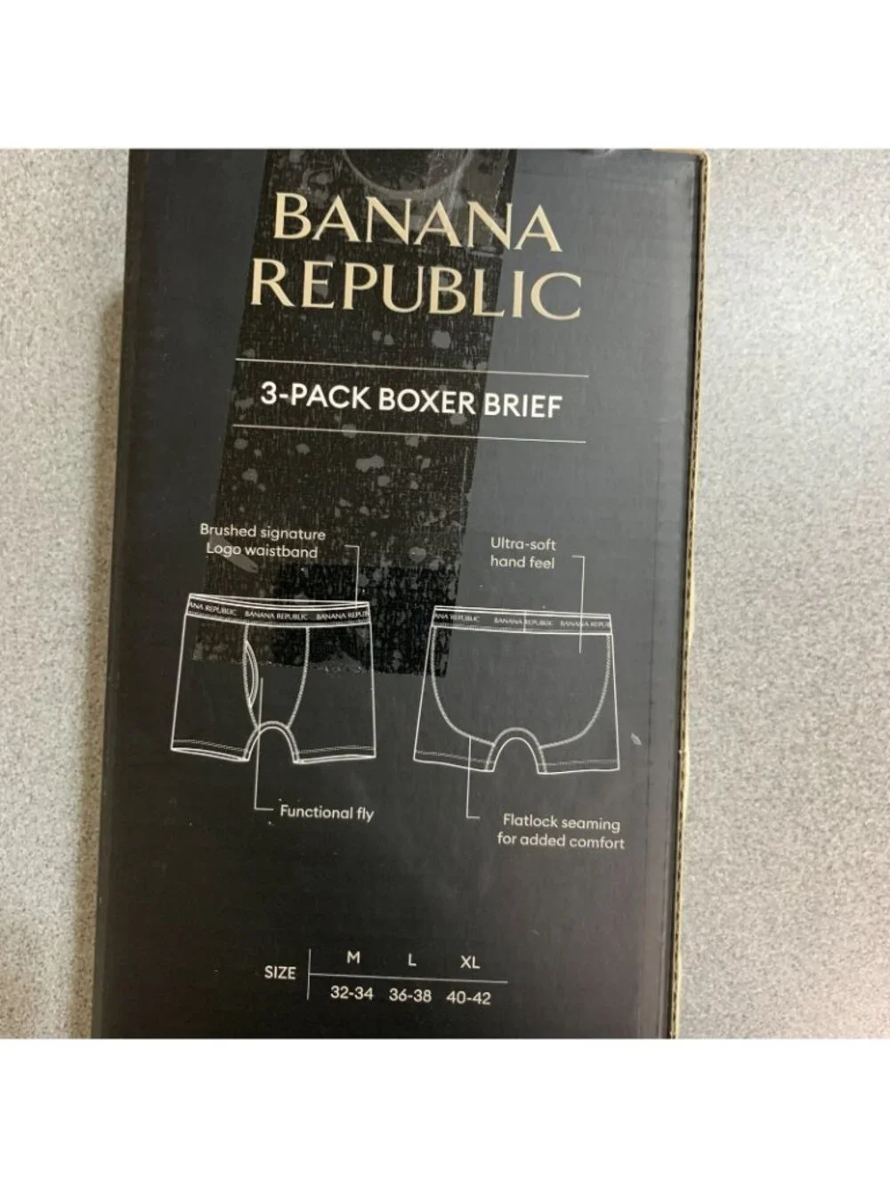 NWT Banana Republic Men's M 3-Pack Boxer Briefs Black Comfort Stretch